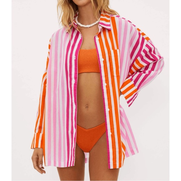 Anthropologie Other - Anthropologie BeachRiot Striped Button Shirt Dress Swim Cover
